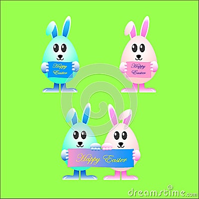 Easter Bunny boy egg and girl egg for the holiday Stock Photo
